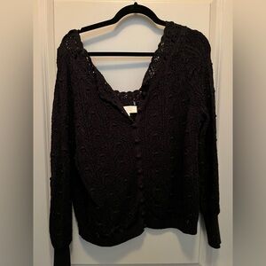 Sezane Black Lace Cardigan